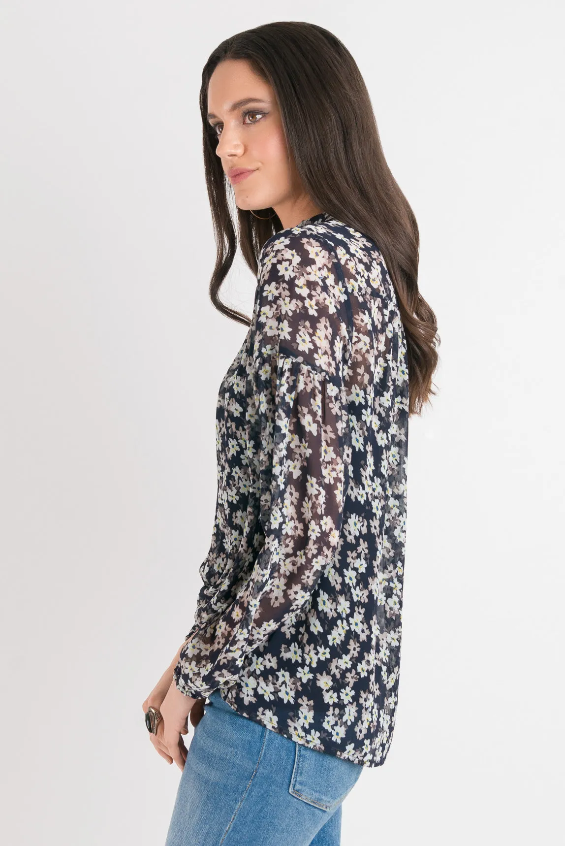 Olivia Blouse - Navy Floral