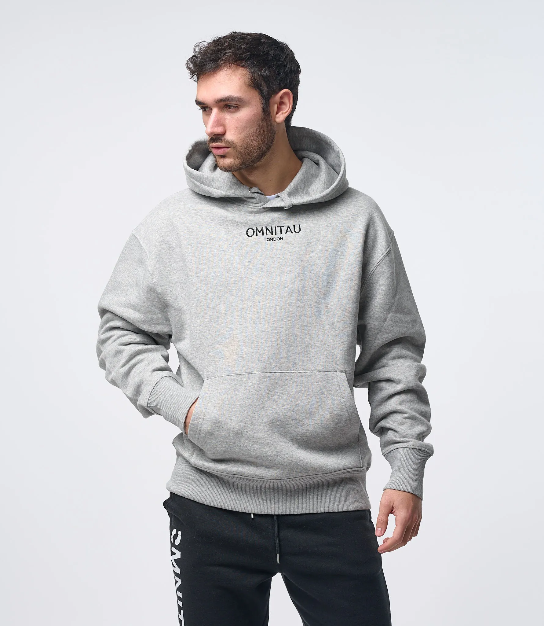 Omnitau Men's Oversized Organic Cotton Hoodie - Heather Grey