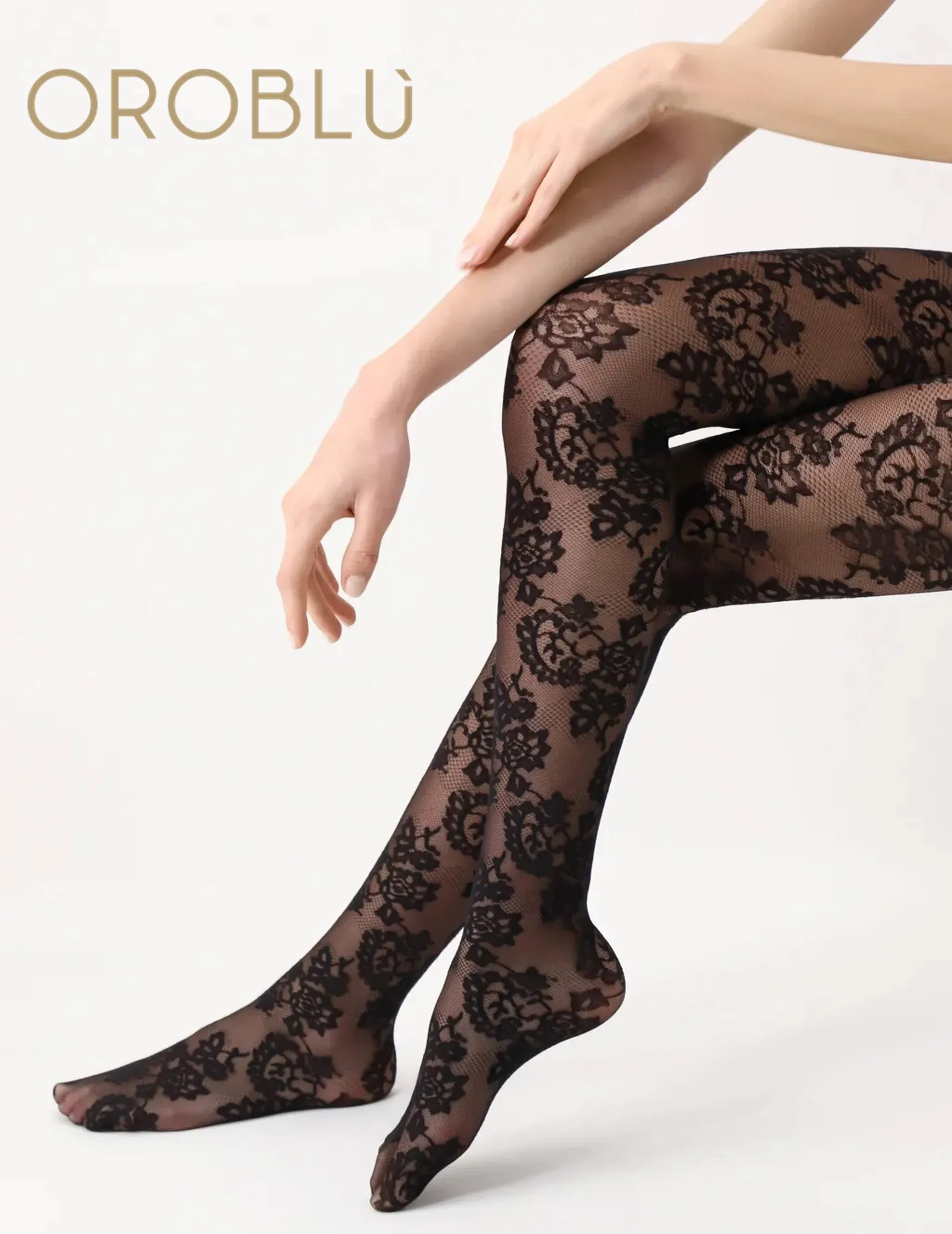 Oroblu Sheer Fine Lace Tights Black