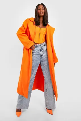 Oversized Belted Back Detail Wool Coat