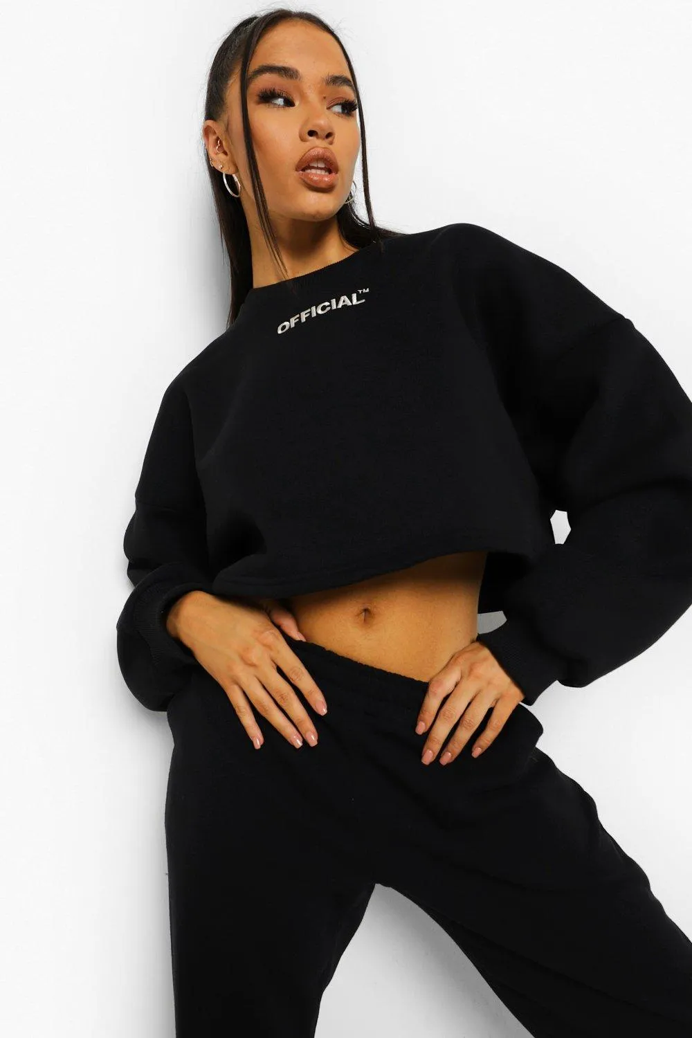 Oversized Slogan Crop Sweater