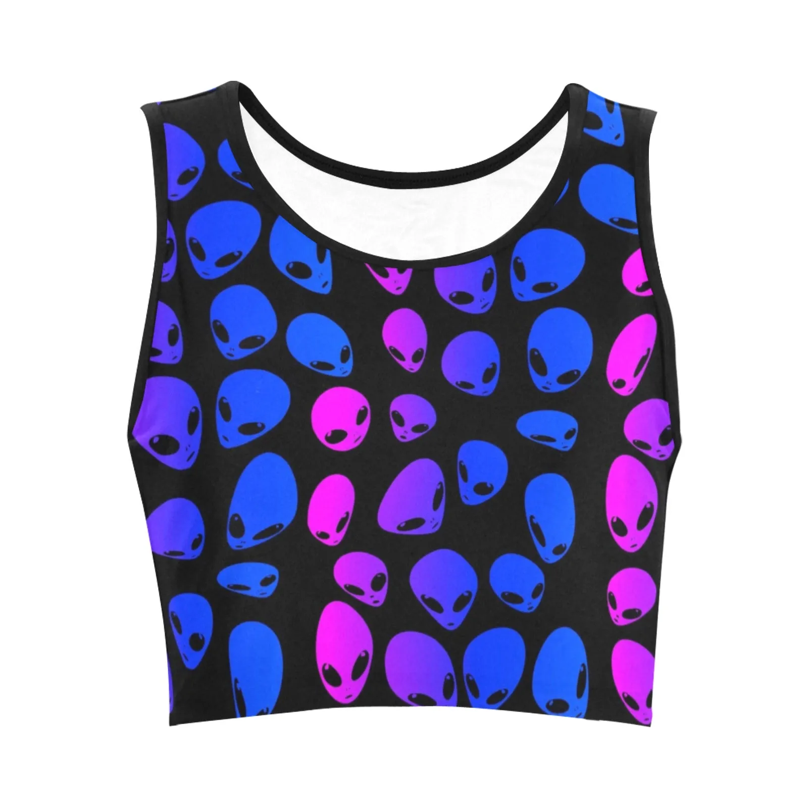 Pink and Blue Alien Ombre Women's Fitted Crop Top