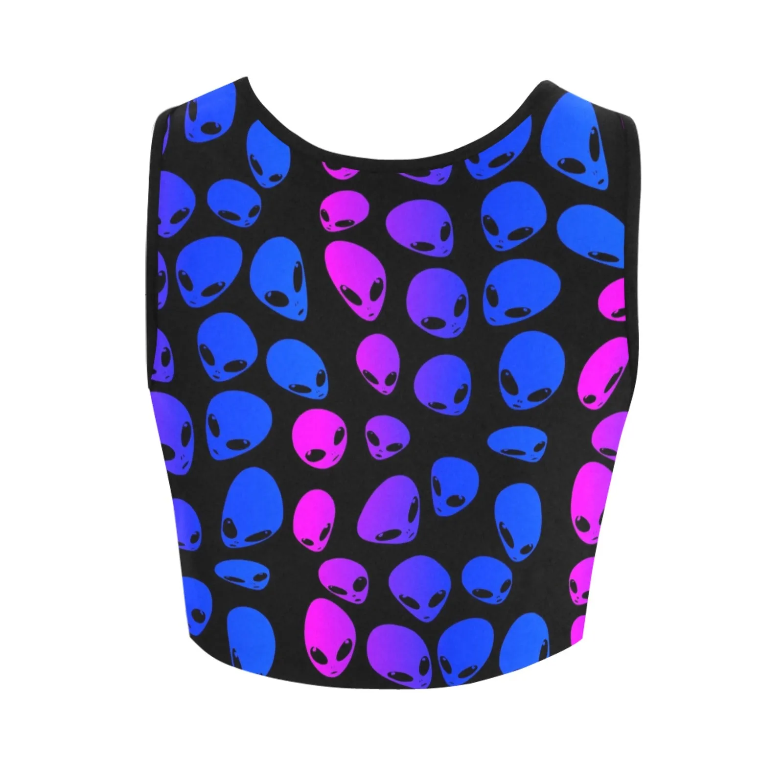 Pink and Blue Alien Ombre Women's Fitted Crop Top