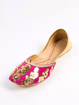 Pink Leather Khussa For Women's