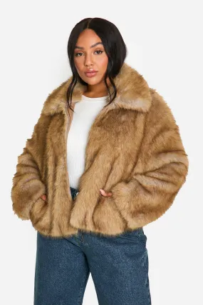 Plus Premium Collared Faux Fur Coat