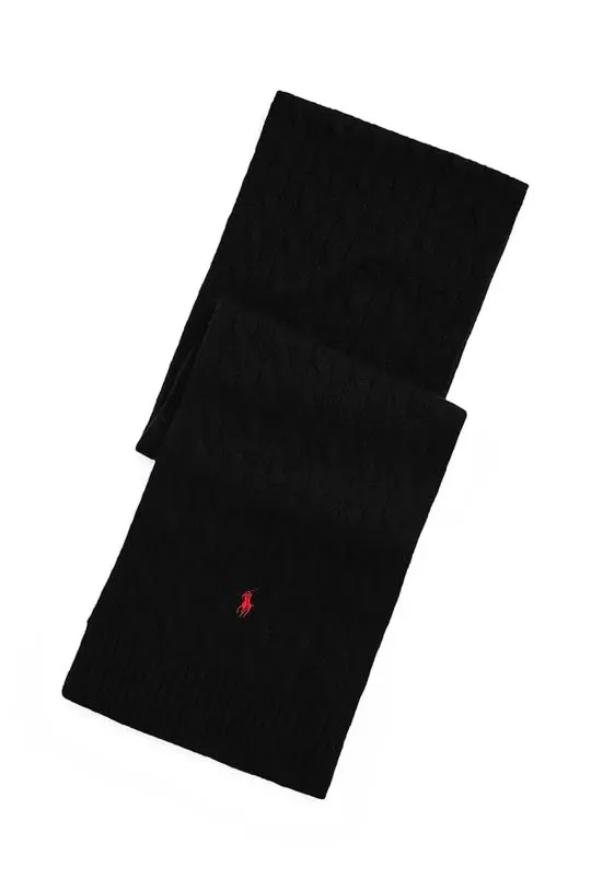 Polo Ralph Lauren scarf Classic Cable Scarf men’s black color with an application 449959345