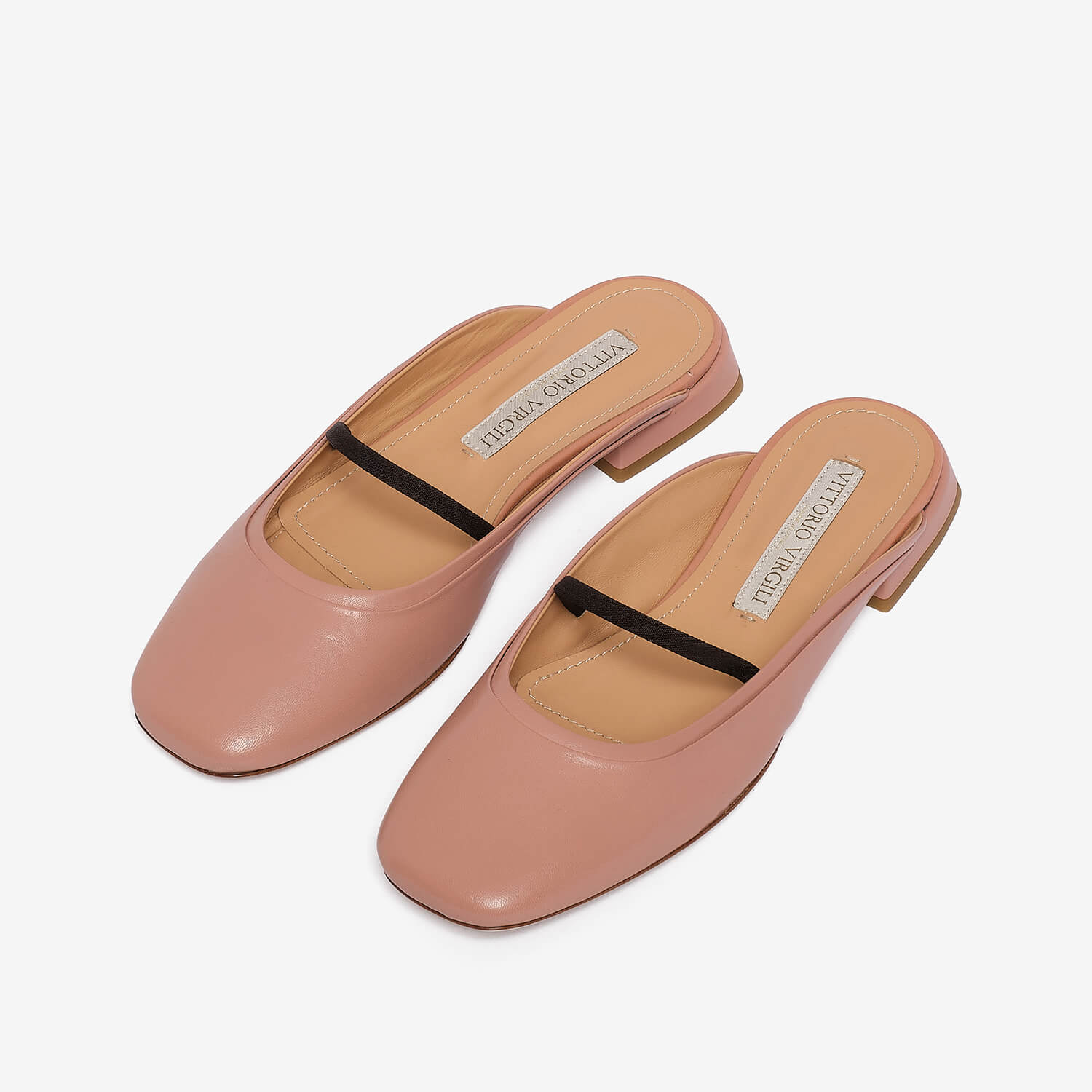 Powder pink women's tassel leather ballet flat