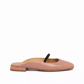 Powder pink women's tassel leather ballet flat