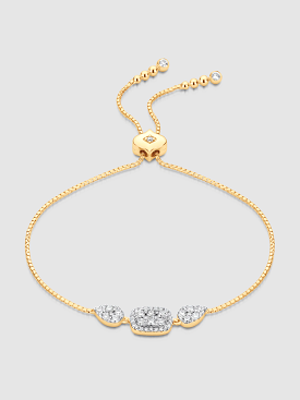 Reverie Cushion Pear White Diamond Cluster Yellow Gold Bolo Bracelet