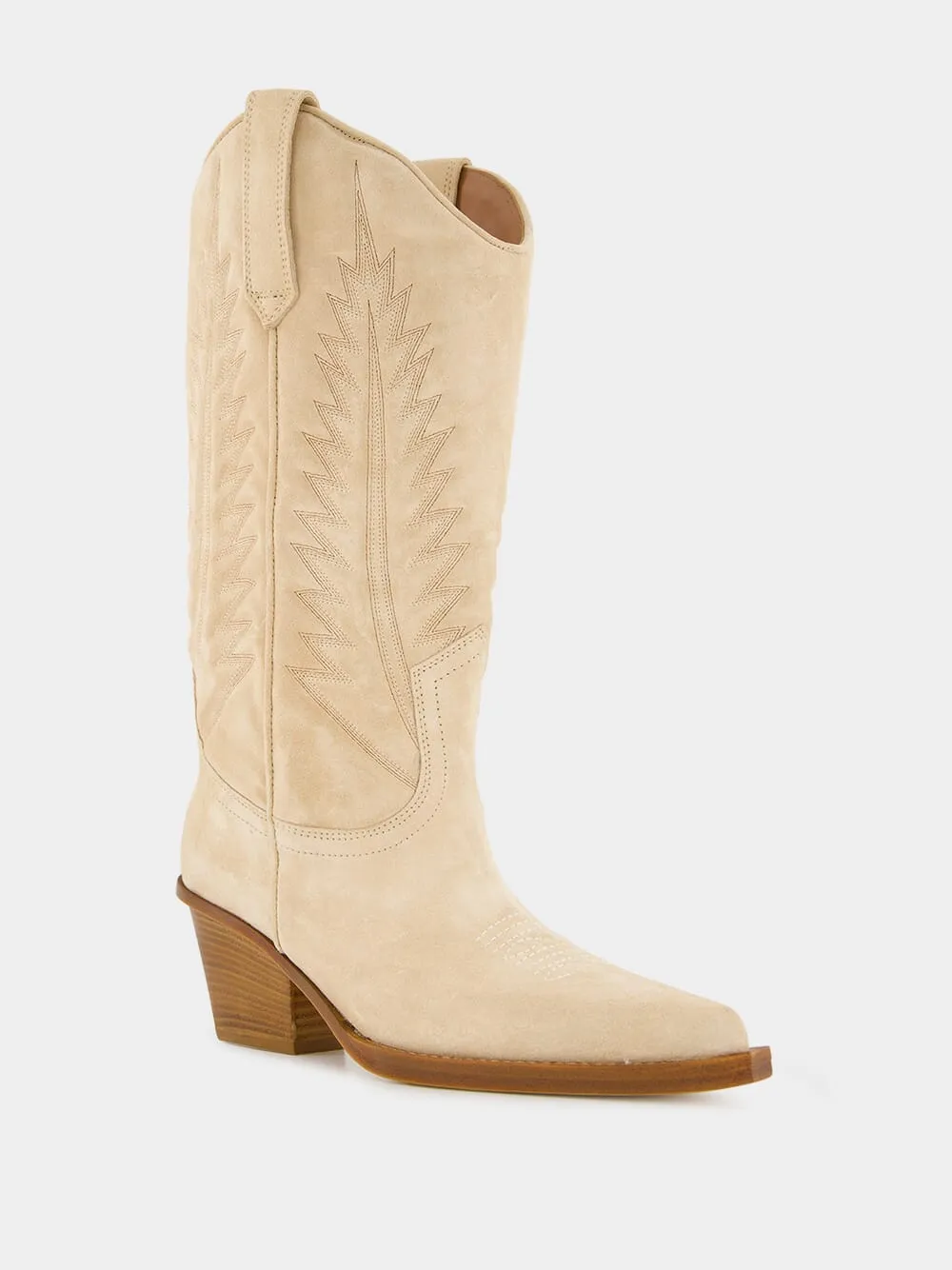 Rosario Ecru Suede Western Boots