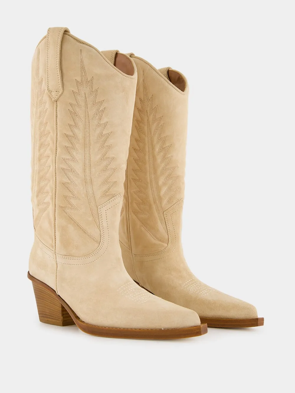 Rosario Ecru Suede Western Boots