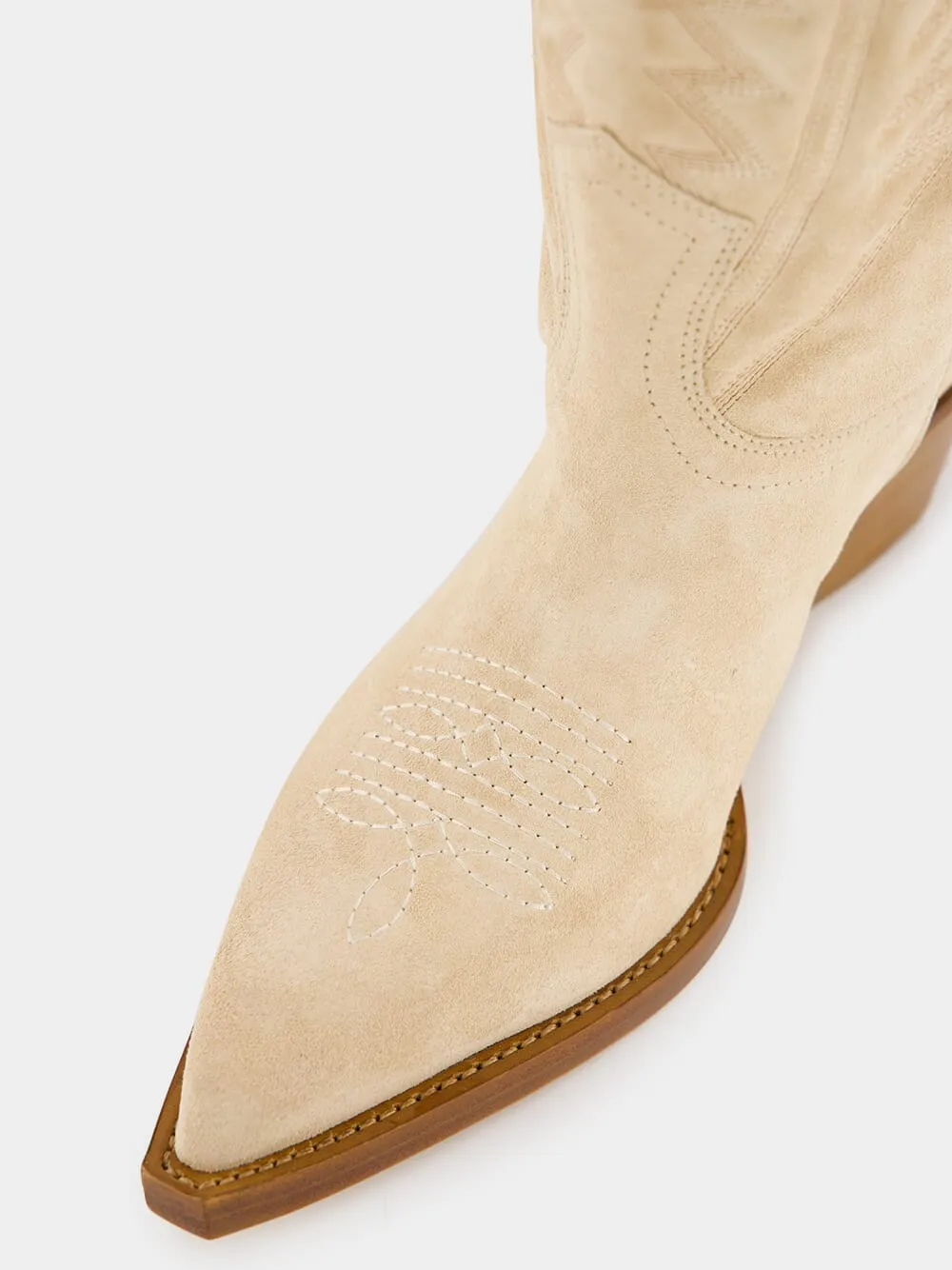 Rosario Ecru Suede Western Boots