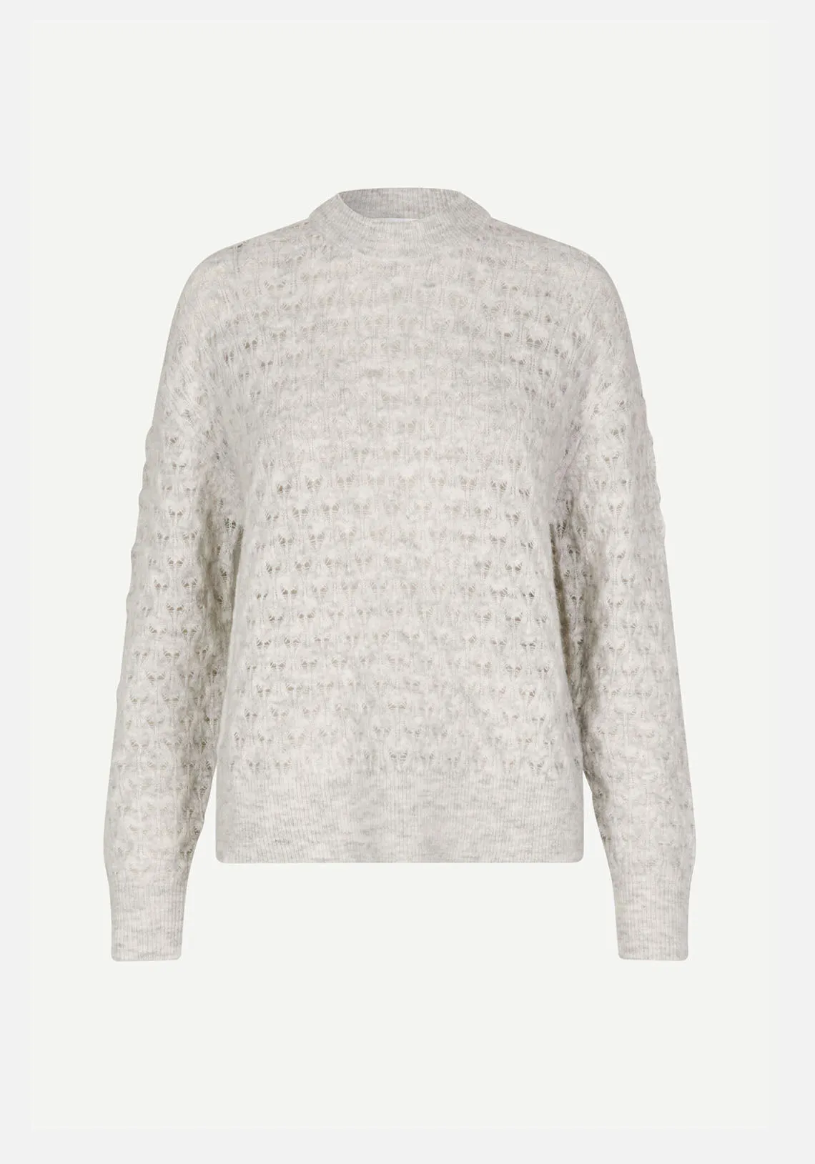 SAANOUR POINTELLE SWEATER 7355 WHITE MELANGE