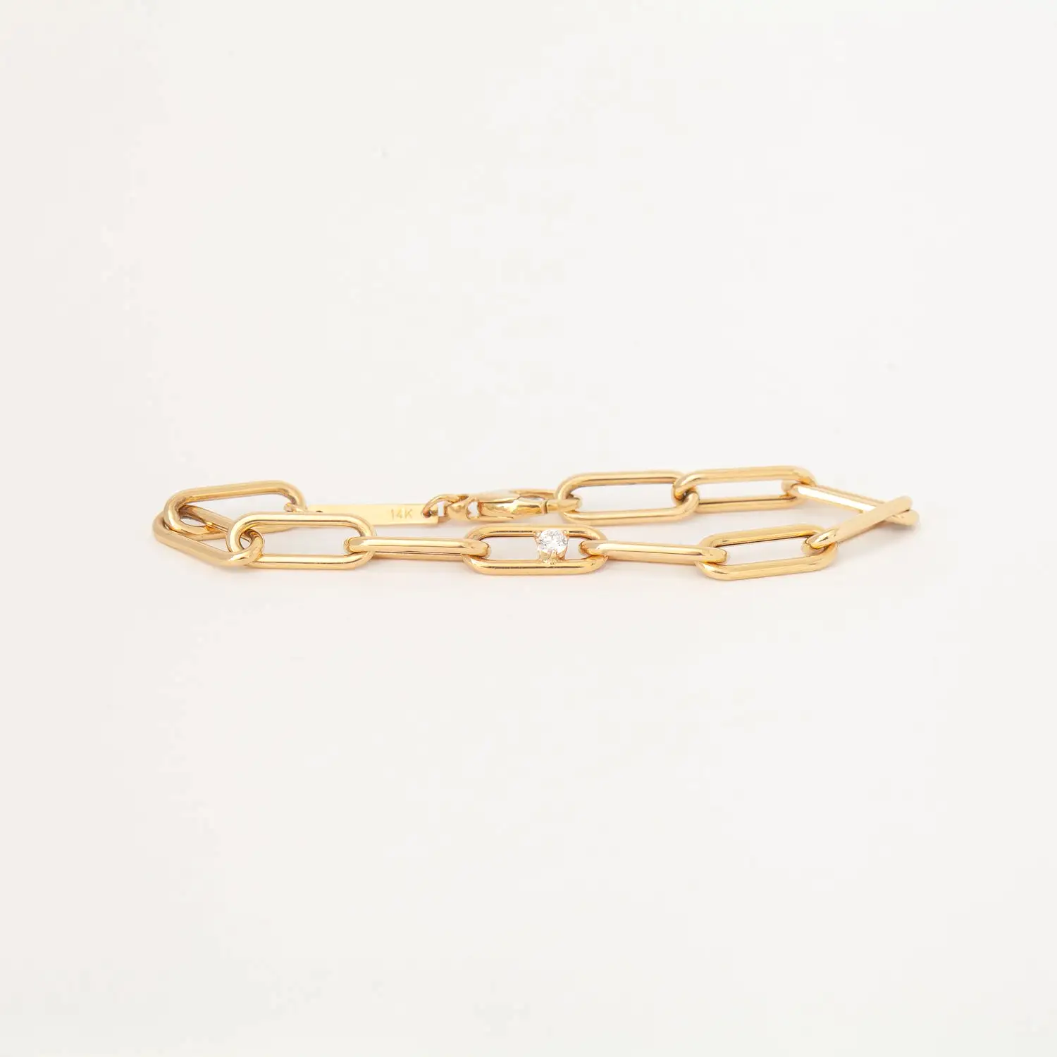 Single Nested Diamond Large Paperclip Chain Bracelet