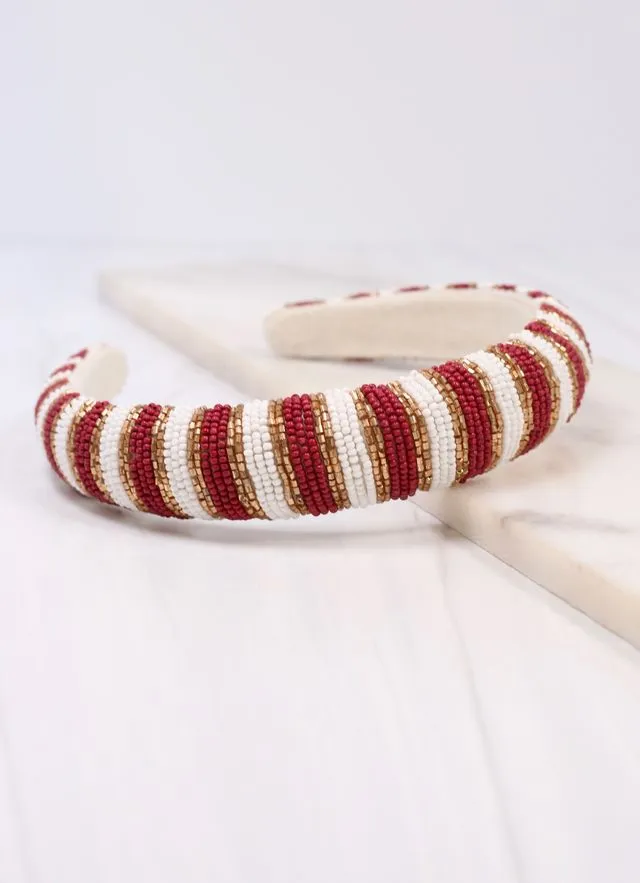 Sloane Striped Headband BURGUNDY