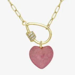 Sparkle Allure 14K Gold Over Brass 18 Inch Paperclip Heart Pendant Necklace