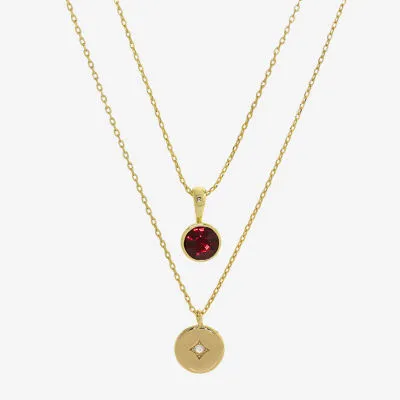 Sparkle Allure Birthstone Cubic Zirconia 14K Gold Over Brass 16 Inch Link Round Necklace Set