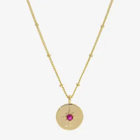 Sparkle Allure Birthstone Cubic Zirconia 14K Gold Over Brass 16 Inch Link Round Pendant Necklace