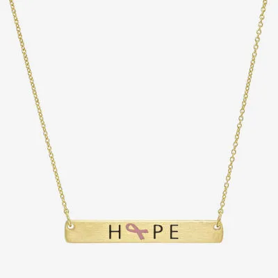 Sparkle Allure Breast Cancer Awareness 14K Gold Over Brass 16 Inch Link Rectangular Pendant Necklace