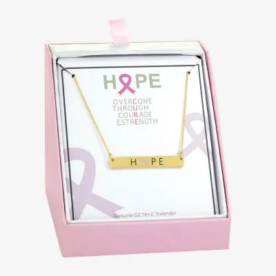 Sparkle Allure Breast Cancer Awareness 14K Gold Over Brass 16 Inch Link Rectangular Pendant Necklace