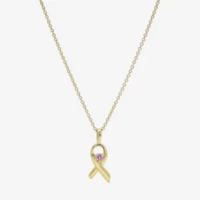 Sparkle Allure Breast Cancer Awareness Cubic Zirconia 14K Gold Over Brass 16 Inch Link Pendant Necklace