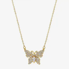 Sparkle Allure Cubic Zirconia 14K Gold Over Brass 16 Inch Link Butterfly Pendant Necklace