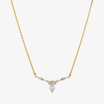 Sparkle Allure Cubic Zirconia 14K Gold Over Brass 16 Inch Link Pear Pendant Necklace