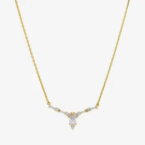 Sparkle Allure Cubic Zirconia 14K Gold Over Brass 16 Inch Link Pear Pendant Necklace