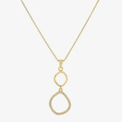 Sparkle Allure Cubic Zirconia 14K Gold Over Brass 16 Inch Link Pendant Necklace