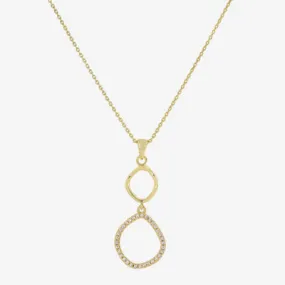 Sparkle Allure Cubic Zirconia 14K Gold Over Brass 16 Inch Link Pendant Necklace