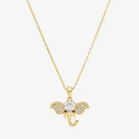 Sparkle Allure Elephant Cubic Zirconia 14K Gold Over Brass 16 Inch Link Pendant Necklace