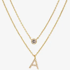 Sparkle Allure Initial Simulated Pearl 14K Gold Over Brass 16 Inch Link Strand Necklace