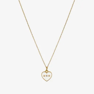 Sparkle Allure Mom Cubic Zirconia 14K Gold Over Brass 16 Inch Cable Heart Pendant Necklace