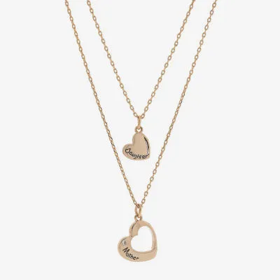 Sparkle Allure You & Me 2-pc. Cubic Zirconia 18K Rose Gold Over Brass 16 Inch Link Heart Necklace Set