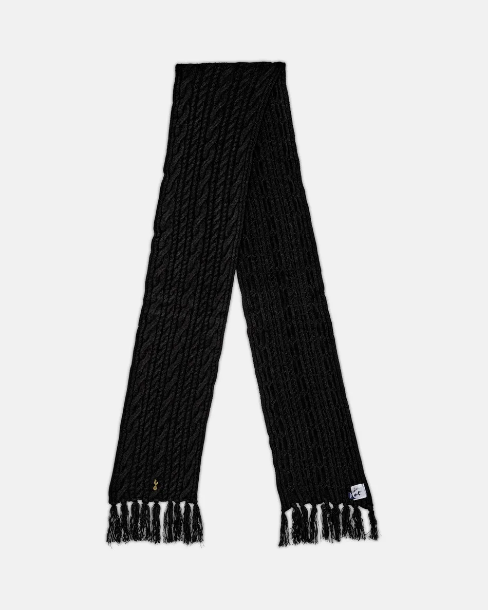 Spurs Womens Black Cable Knit Scarf