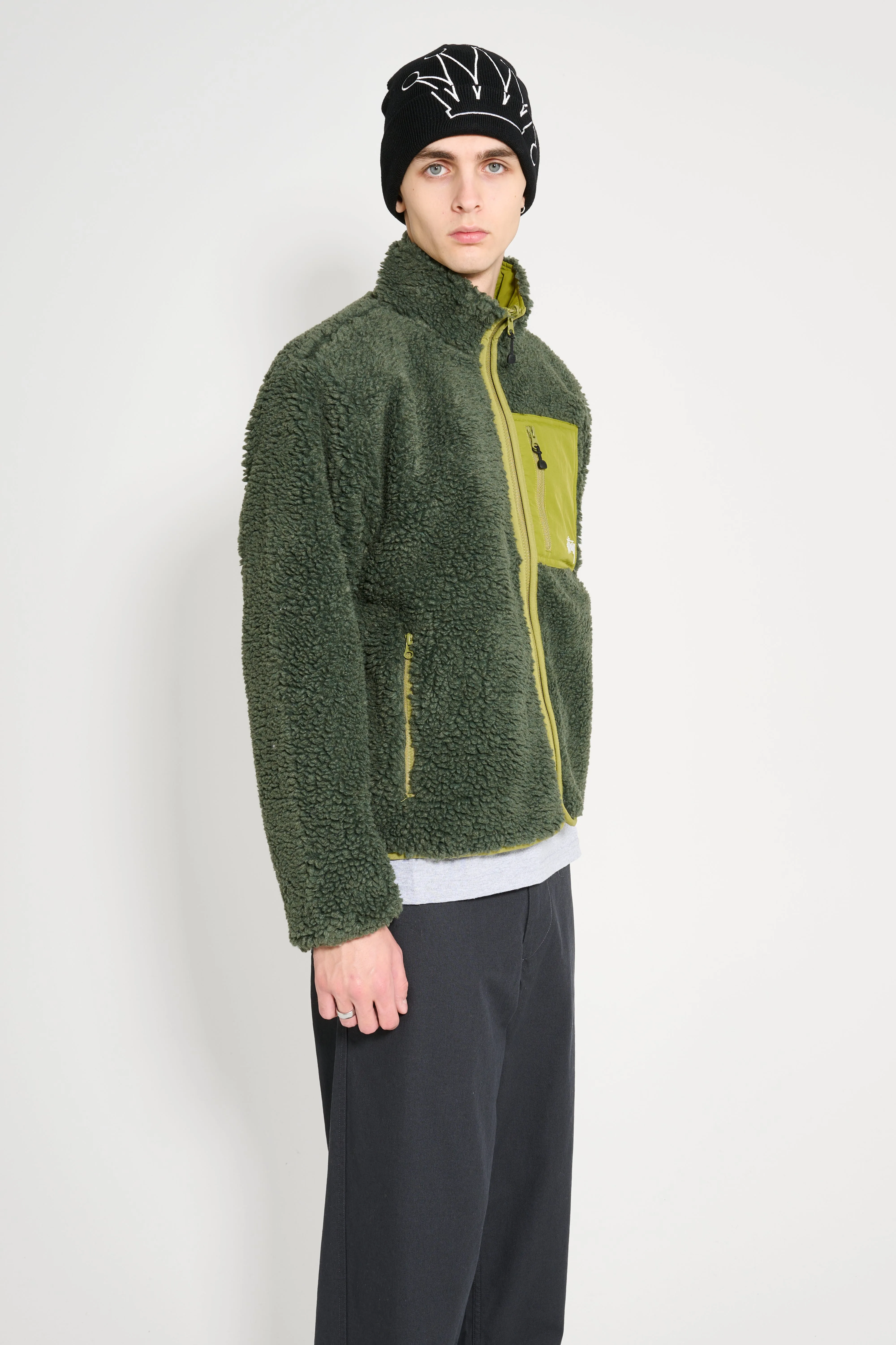 Stüssy Sherpa Reversible Jacket Green