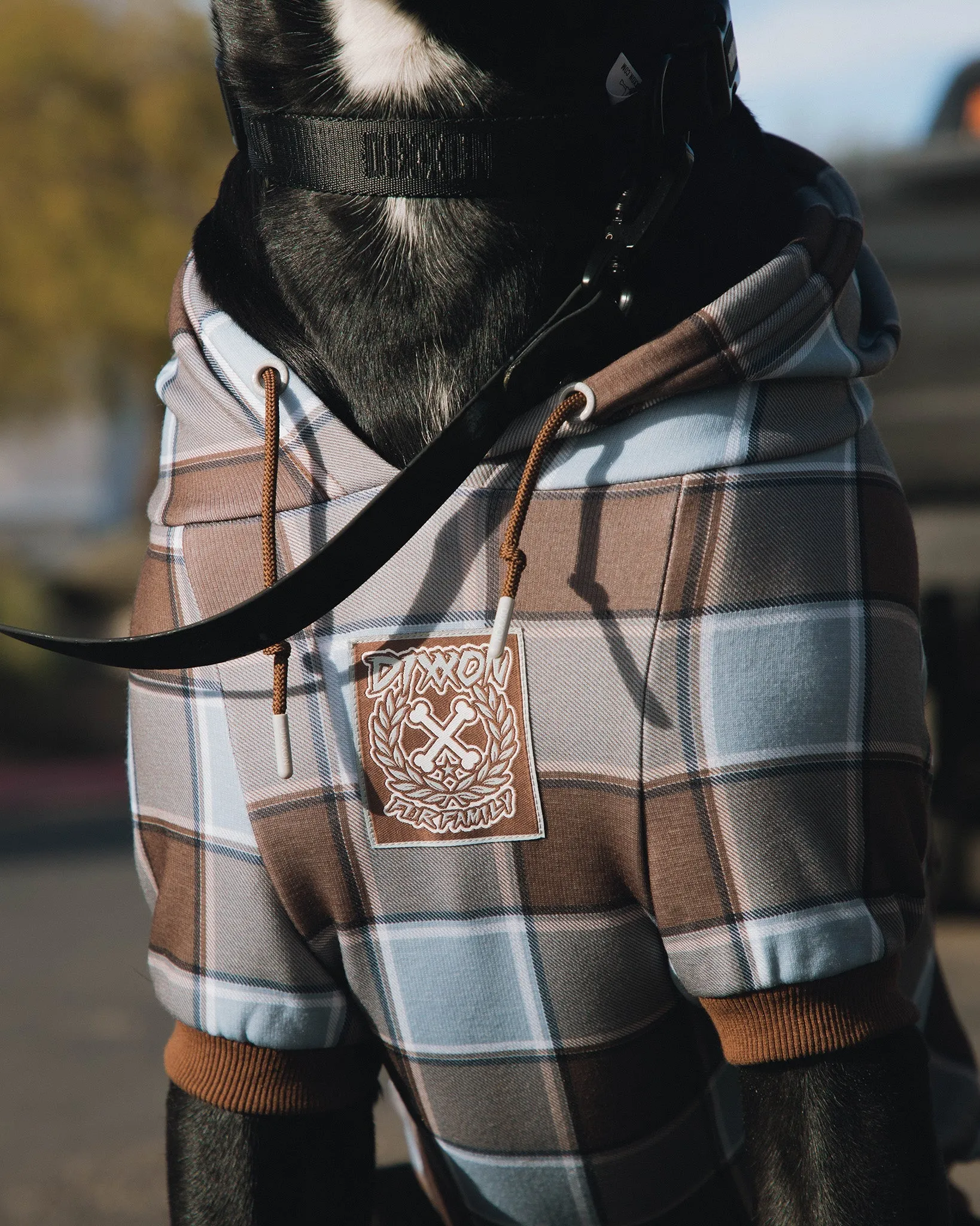 T-Street Flannel Print Dog Hoodie