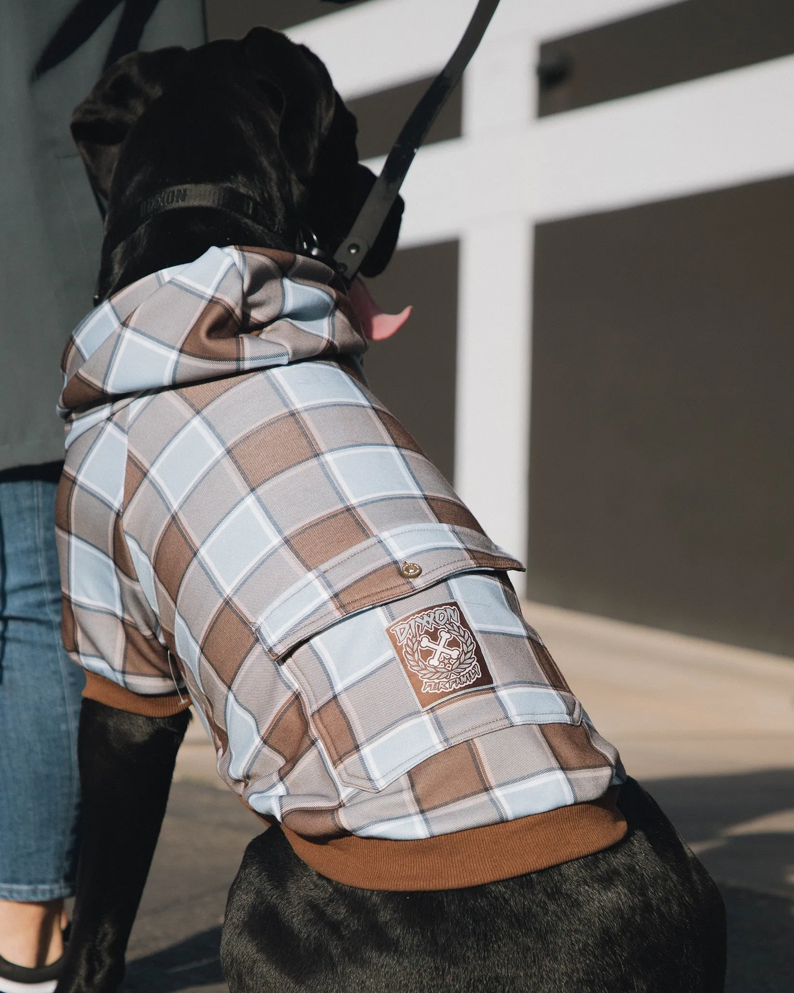 T-Street Flannel Print Dog Hoodie