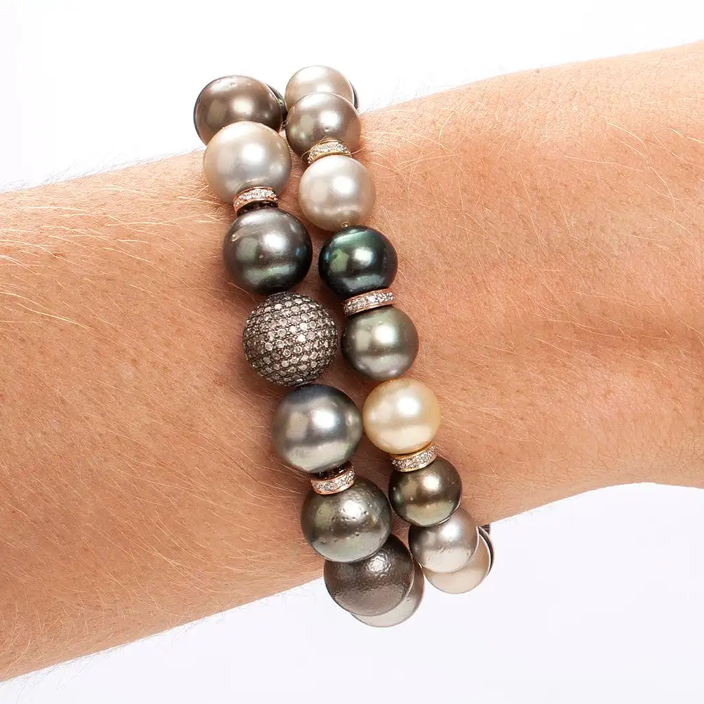 Tahitian Pearl Bracelet with One Micro-Pave Ball