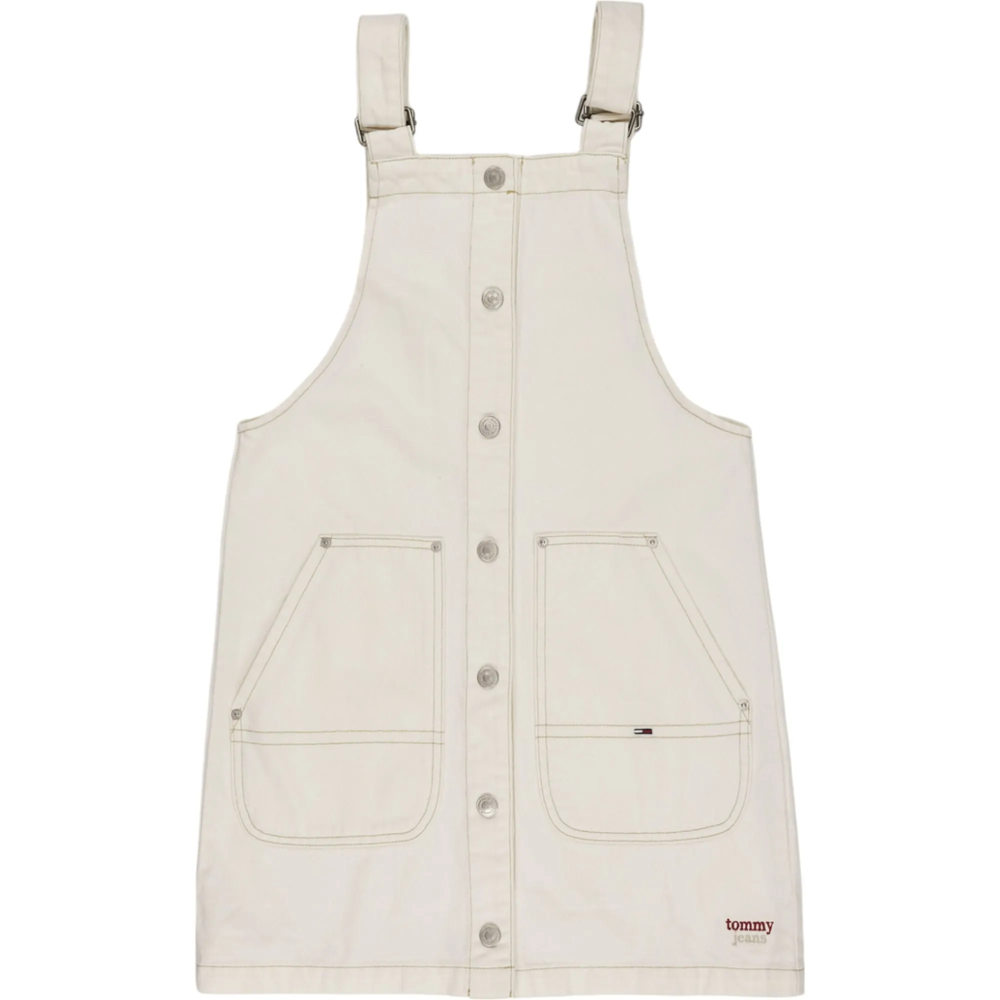 Tommy Jeans White Dungaree Dress