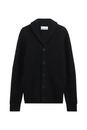 Toorallie Ribbed Shawl Collar Cardigan Black