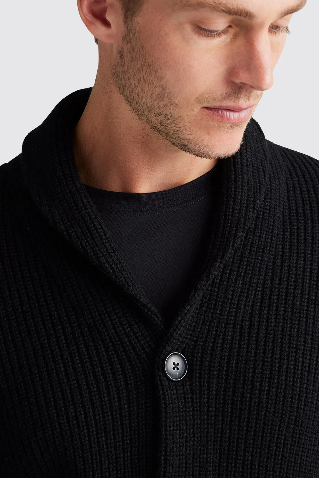 Toorallie Ribbed Shawl Collar Cardigan Black