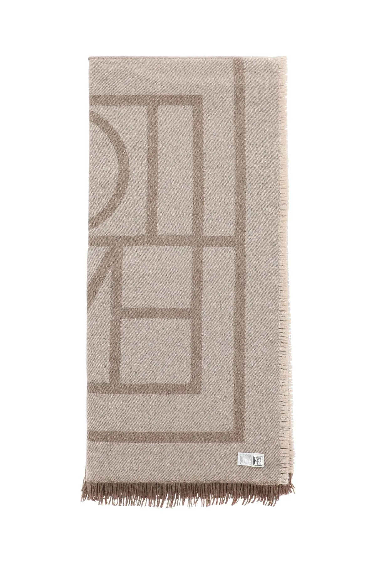 Toteme Cashmere Blend Monogram Scarf   Beige