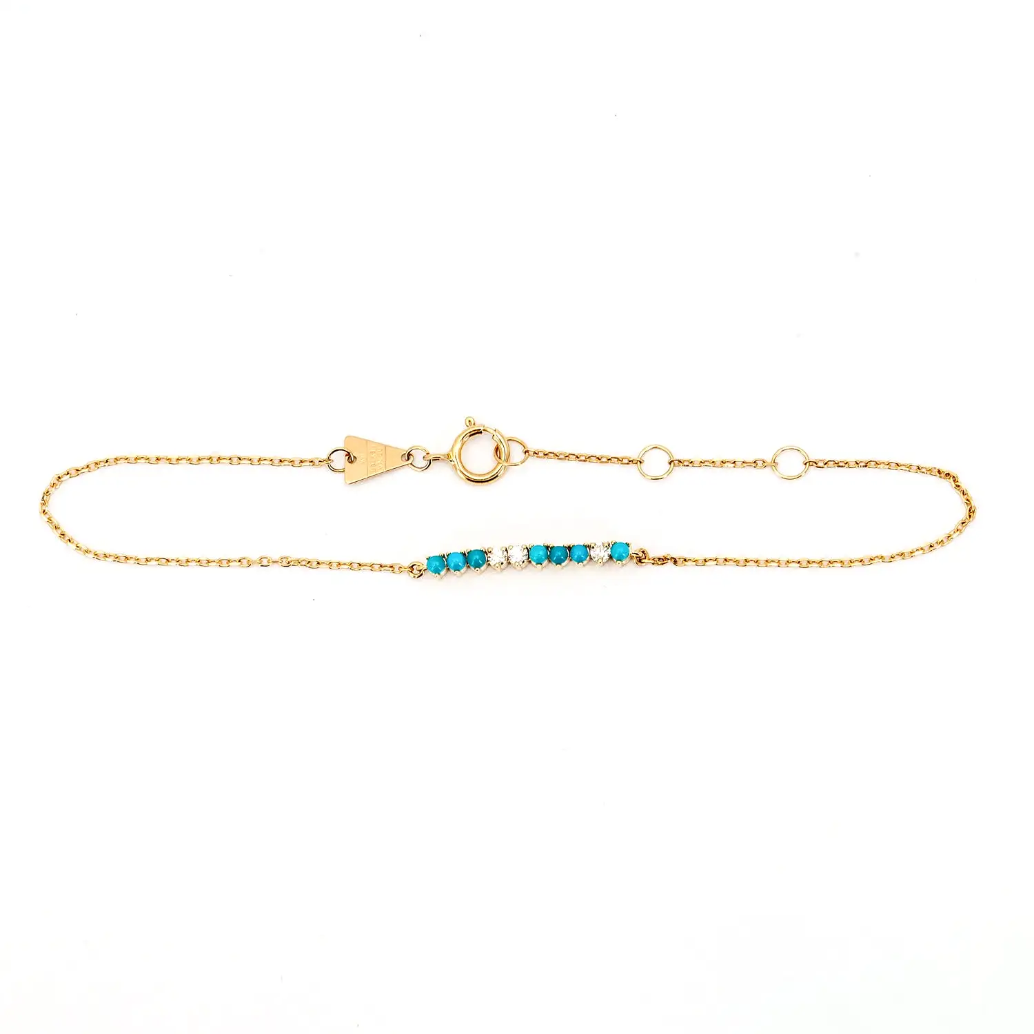 Turquoise and Diamond Rounds Chain Bracelet