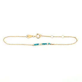 Turquoise and Diamond Rounds Chain Bracelet