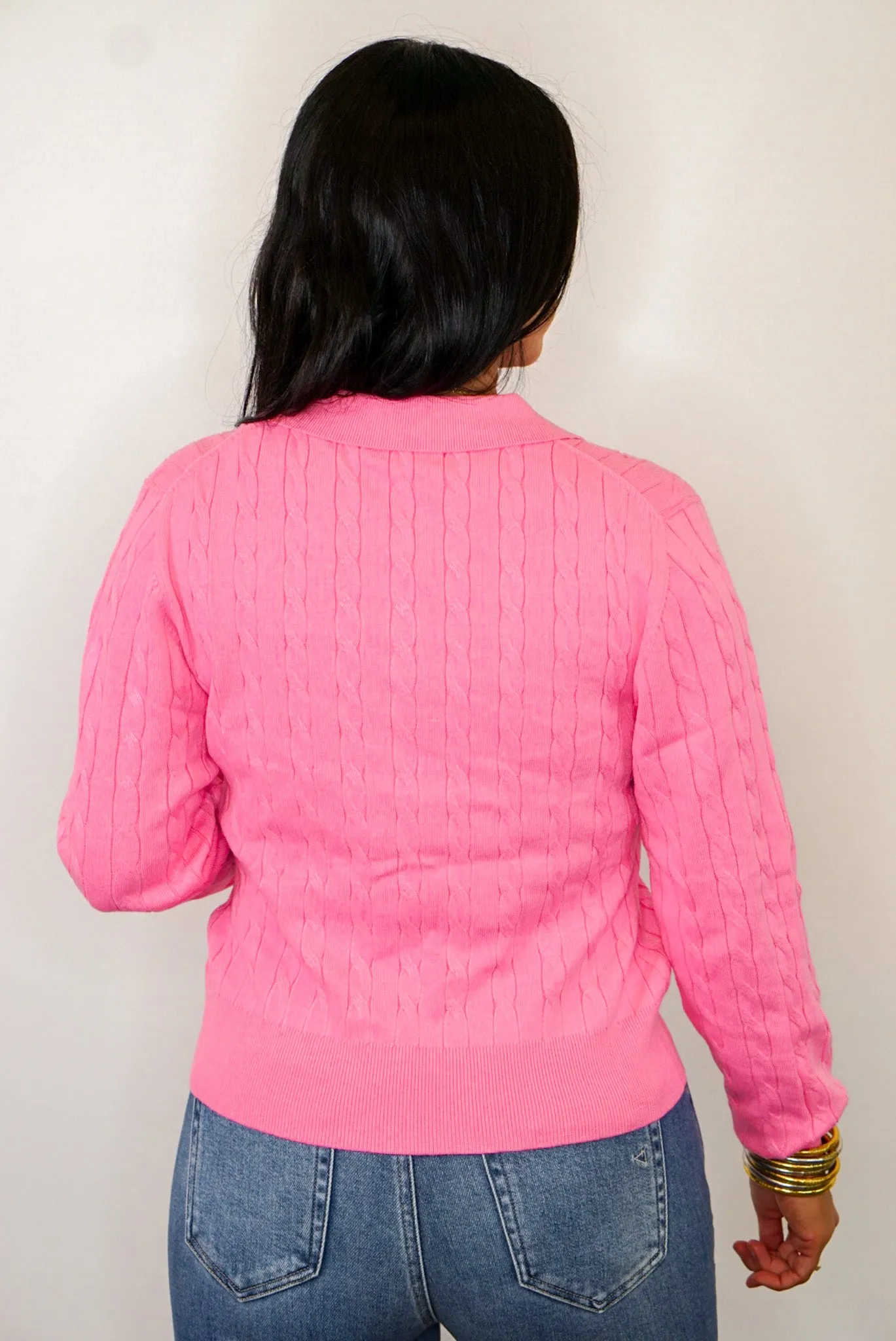 Twisted Charm Pink Knit Cardigan