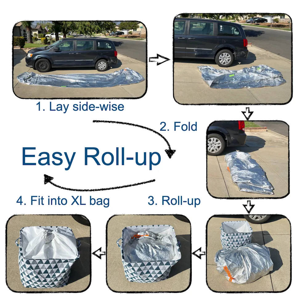 URBY Mini-Van Cover with Easy Side Access, All Weather Full Season Protection, Easy Roll-up with Extra Large Storage Bag, Fits S