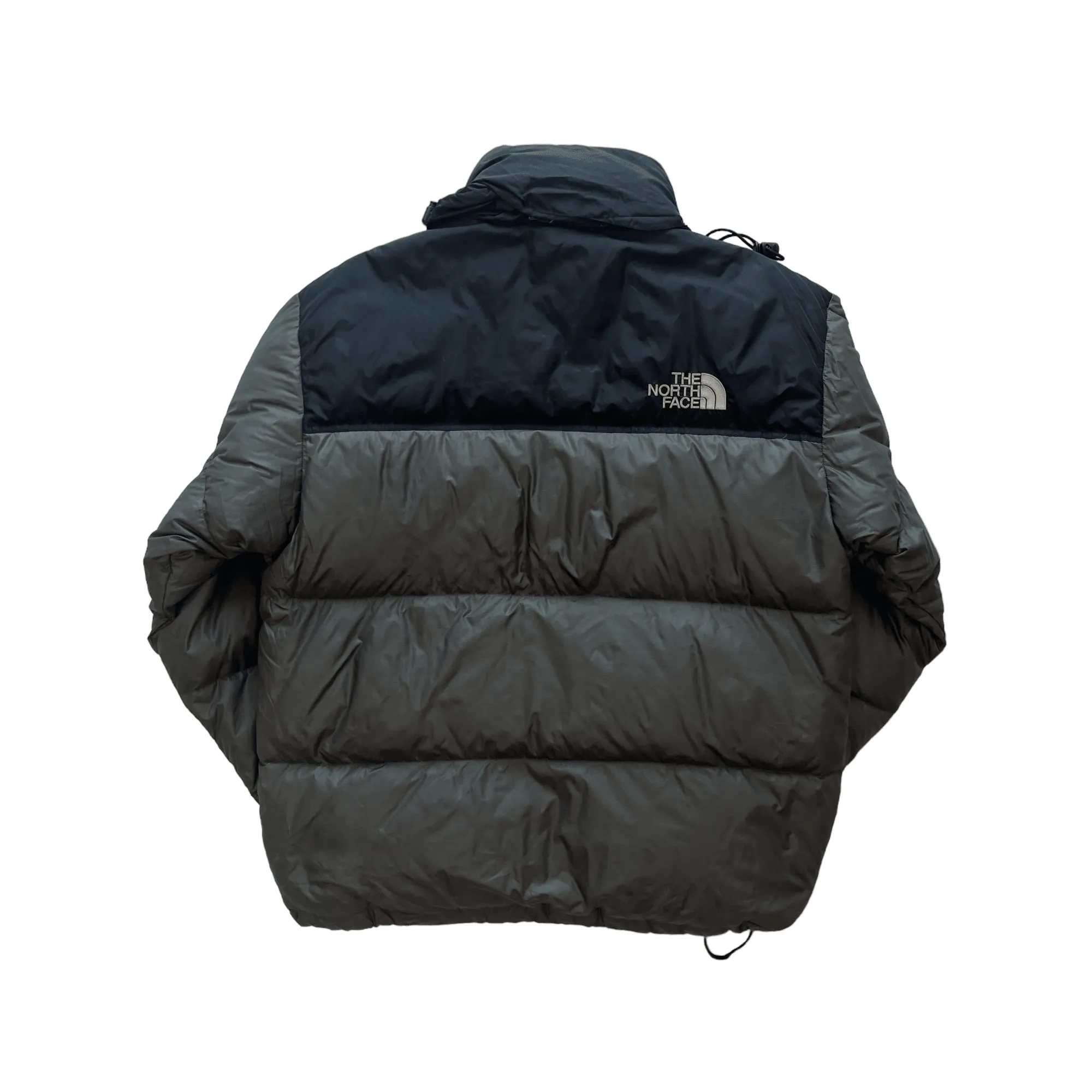 Vintage Grey + Black The North Face (TNF) Puffer Coat - Medium