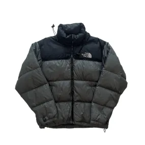 Vintage Grey + Black The North Face (TNF) Puffer Coat - Medium