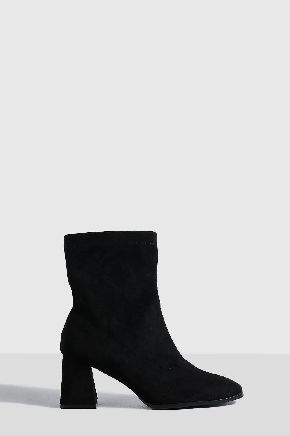 Wide Width Faux Suede Block Heel Sock Boots